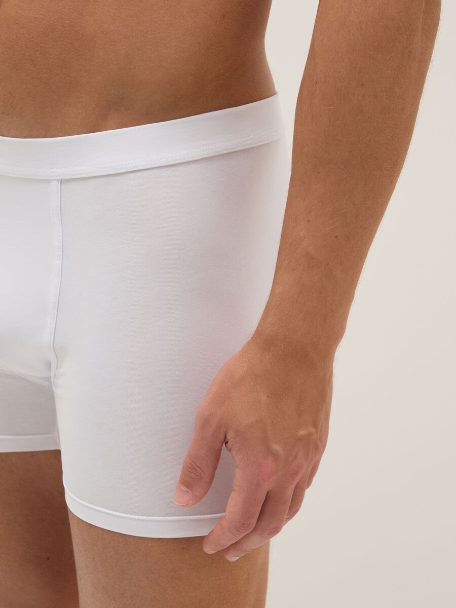 Twin Pack White Cotton Stretch Boxer Shorts Regular Fit_3