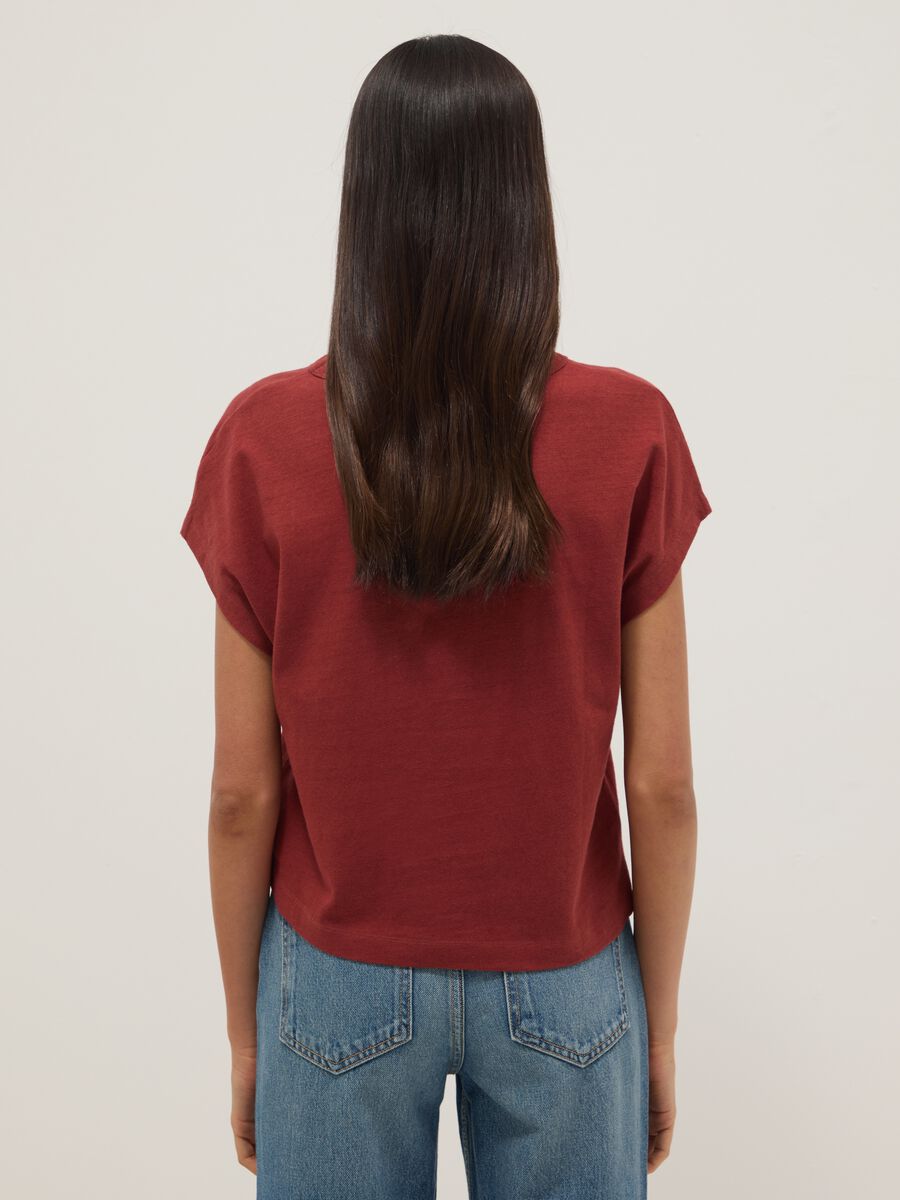 Red cotton-linen blend short-sleeve T-shirt, regular fit_2