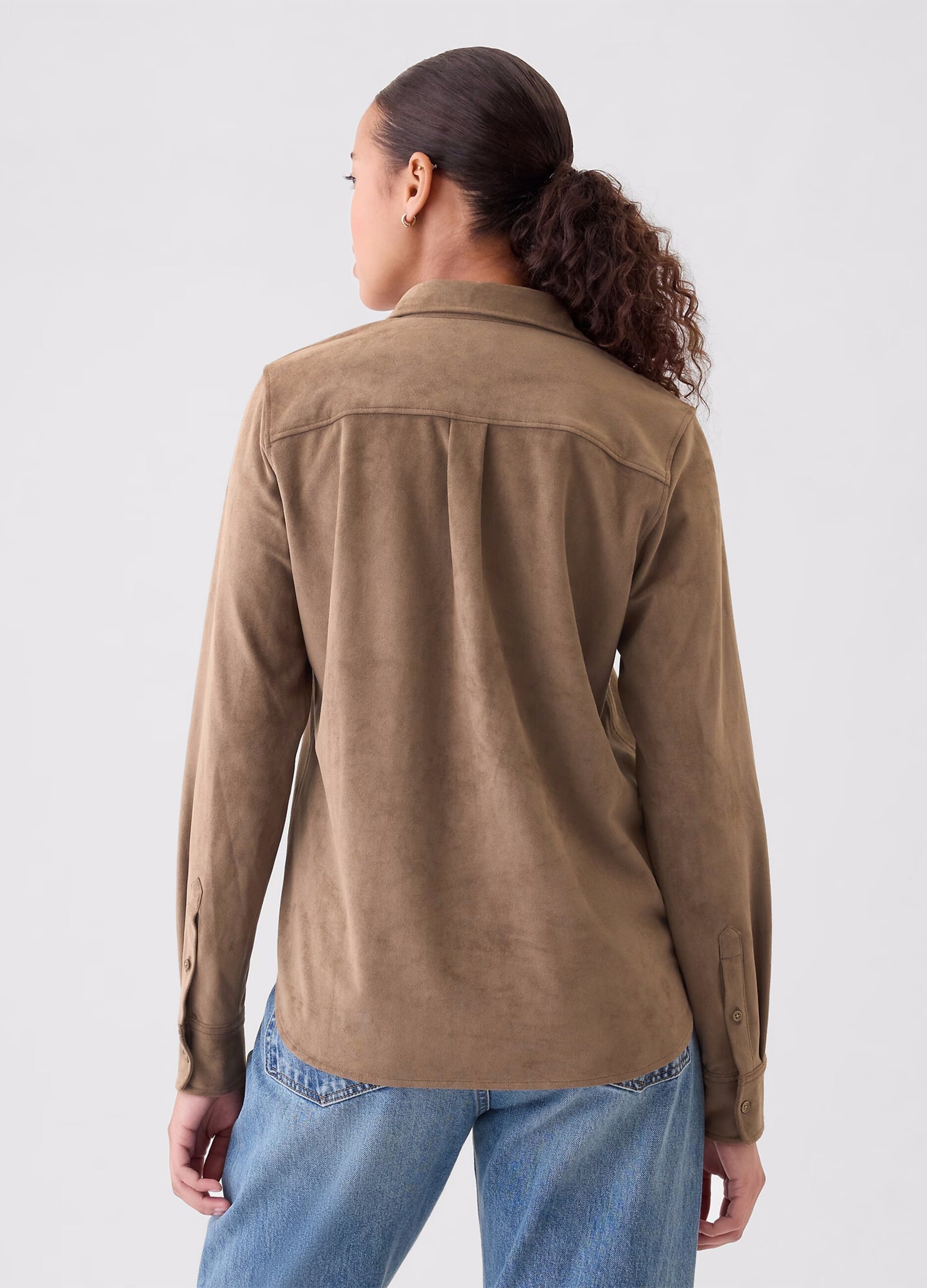 Suede shirt with pocket