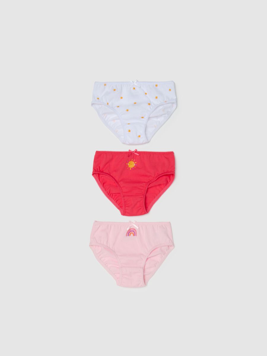 Tripack slip in cotone con fiocchetto e stampa _0