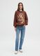 Brown regular fit cotton blend sweatshirt with round neckline_1