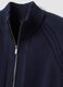 Cardigan blu con colletto in misto cotone_5