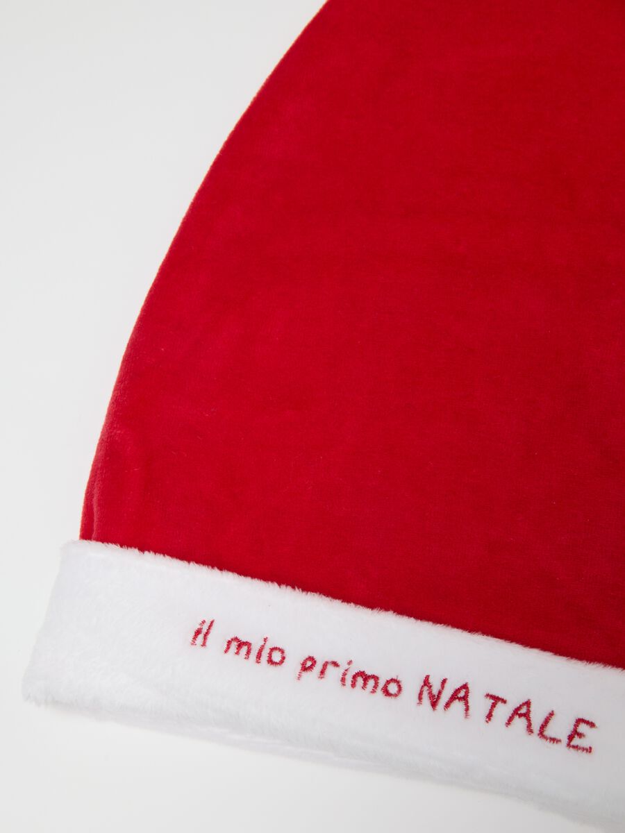 Cappello natalizio da neonato in velour rosso_2