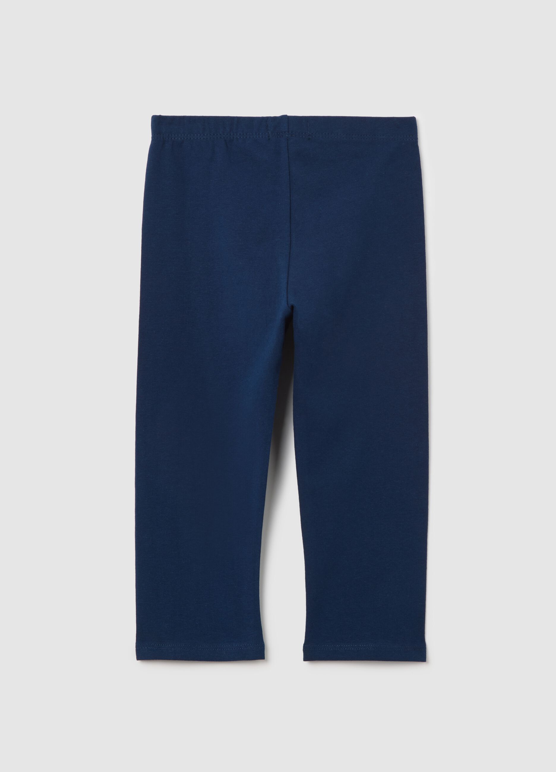Leggings da bambina in cotone elasticizzato blu regular fit