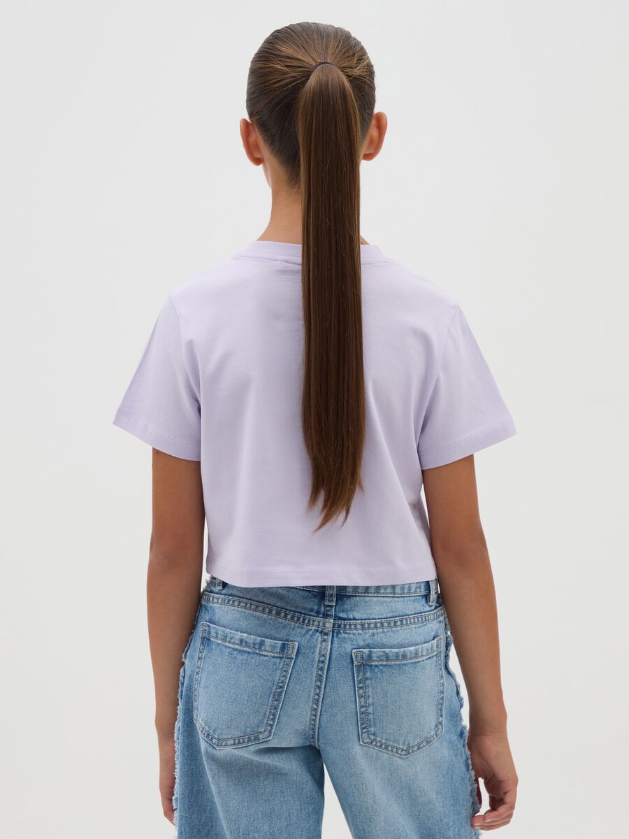 Girls' pure cotton purple crop T-shirt_1