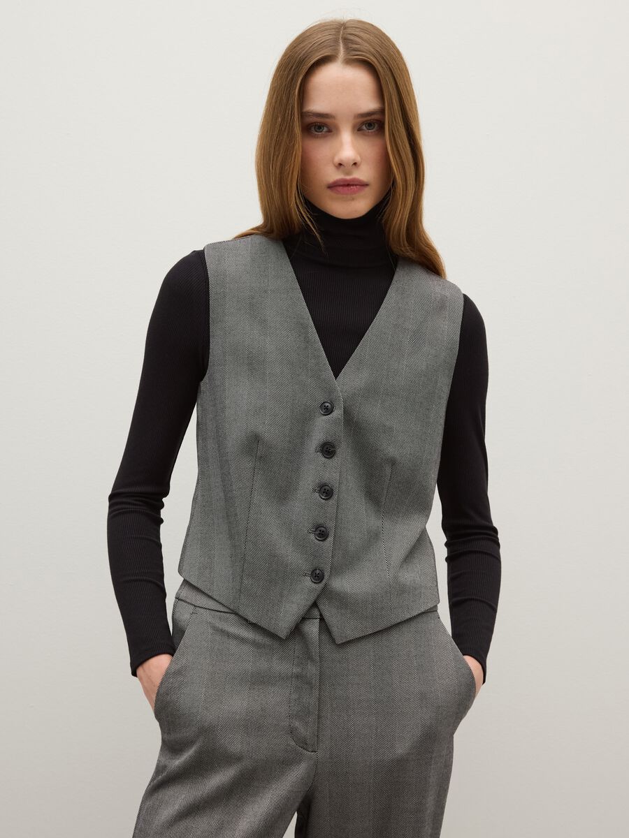 Grey regular fit waistcoat with buttons_1