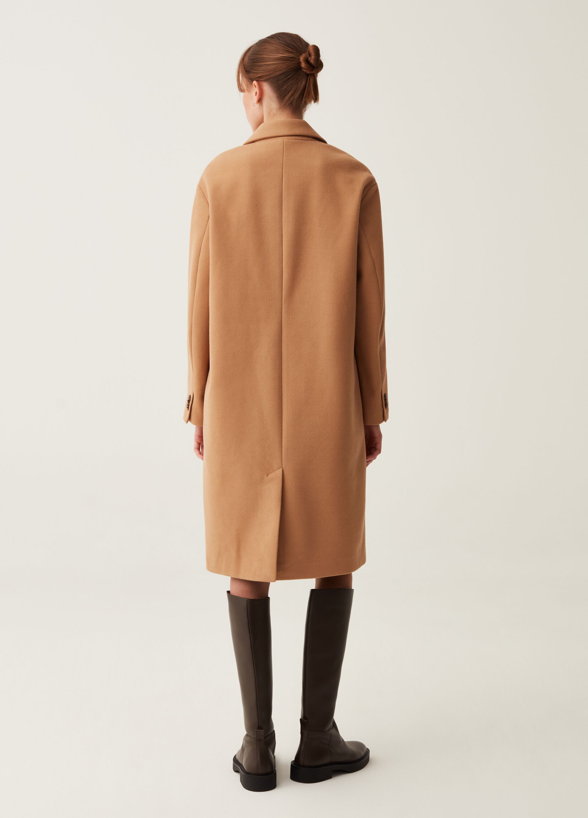 Cappotto lungo monopetto in panno_2