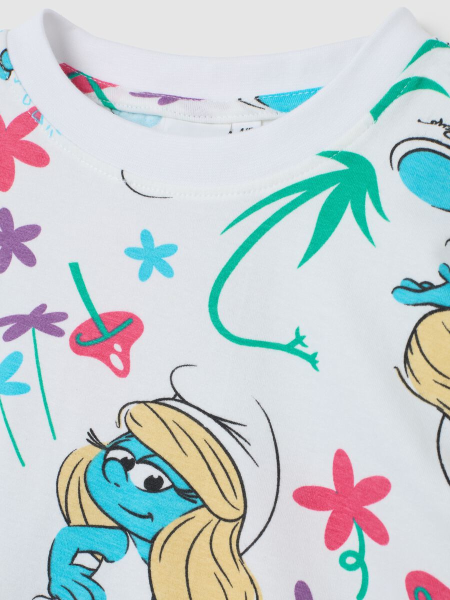 Girls' regular fit multicolor cotton T-shirt with Smurfs print_3