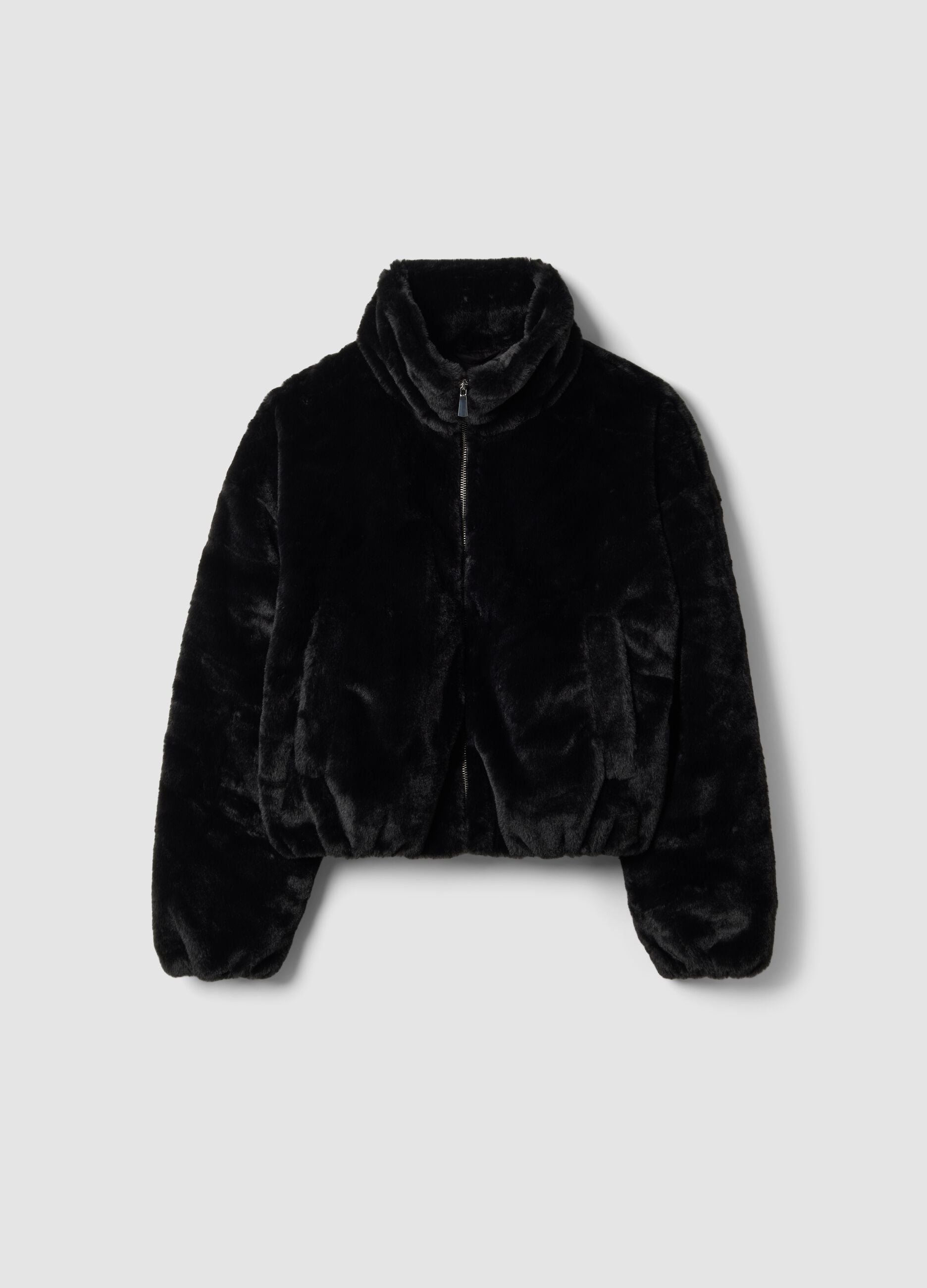 Black padded jacket with zip, regular fit