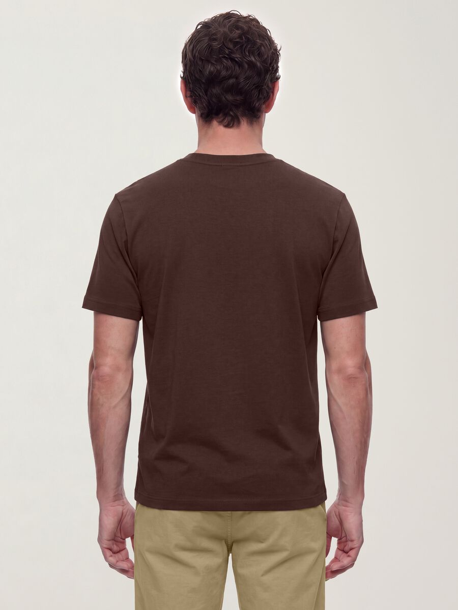 Brown pure cotton regular-fit short-sleeve T-shirt_3