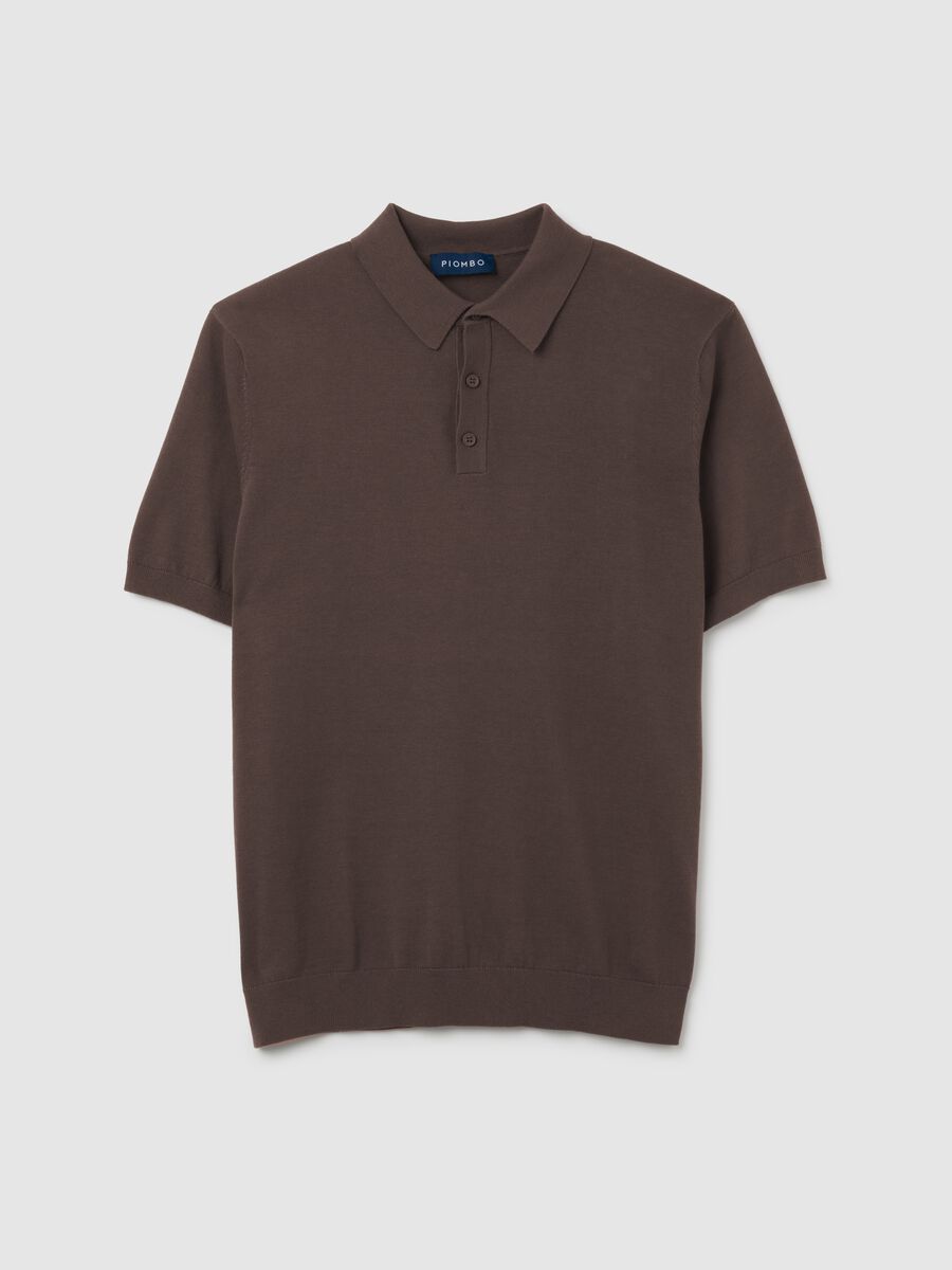 Polo da uomo in misto cotone marrone regular fit_4