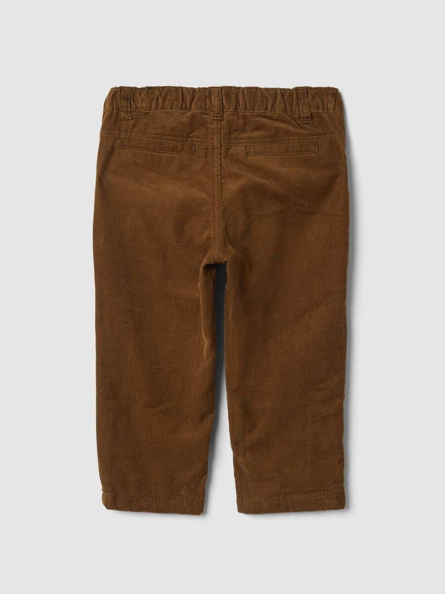 Brown regular-fit pure cotton trousers_1