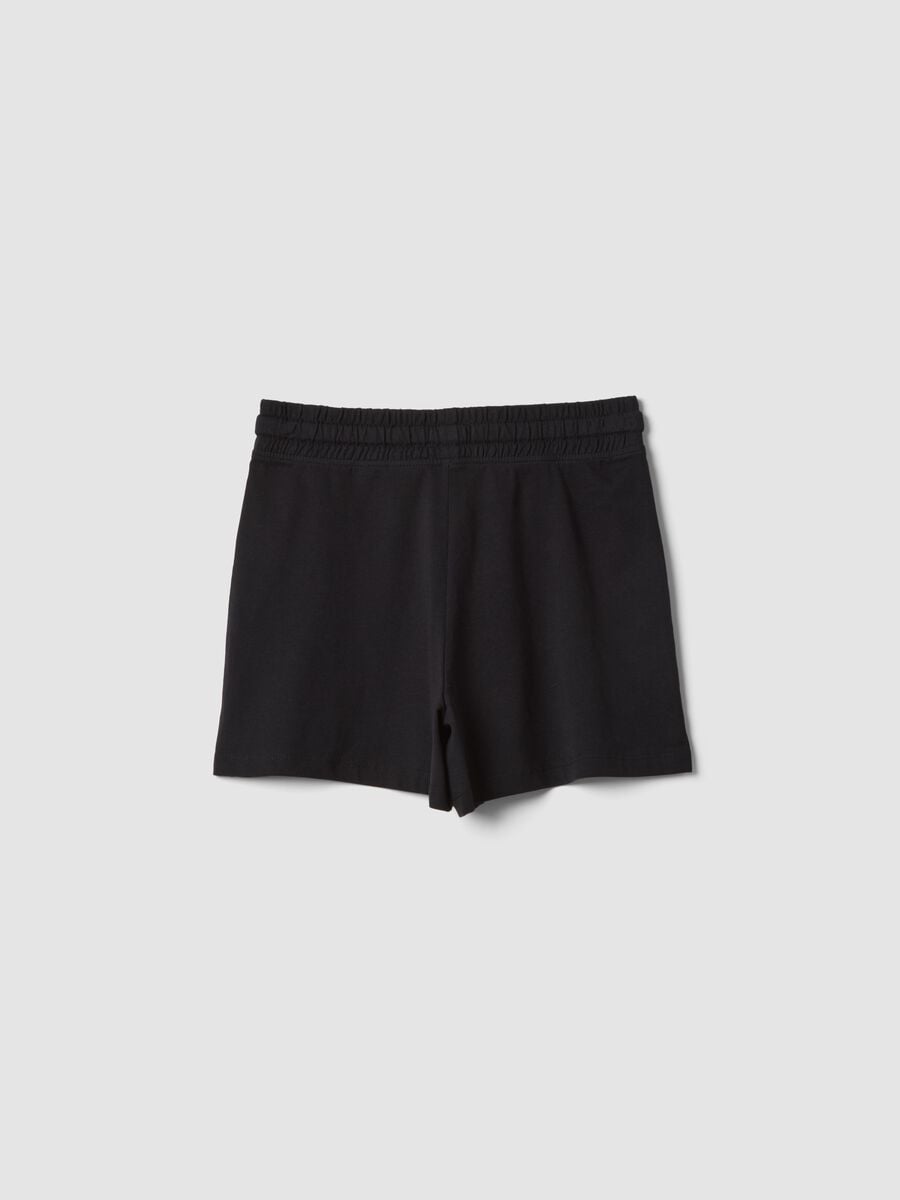 Shorts neri in puro cotone da ragazza con vita elasticizzata_4