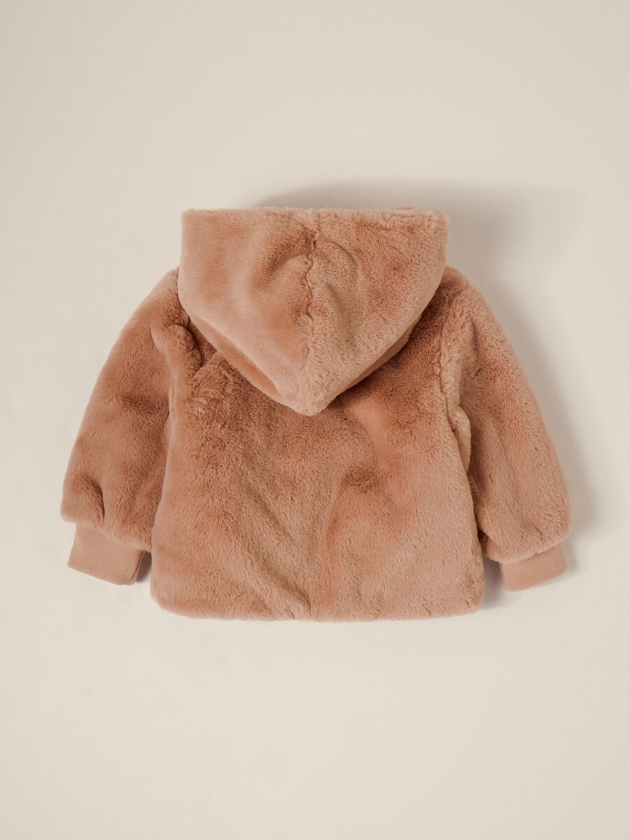 Pink faux fur jacket for baby girl_1