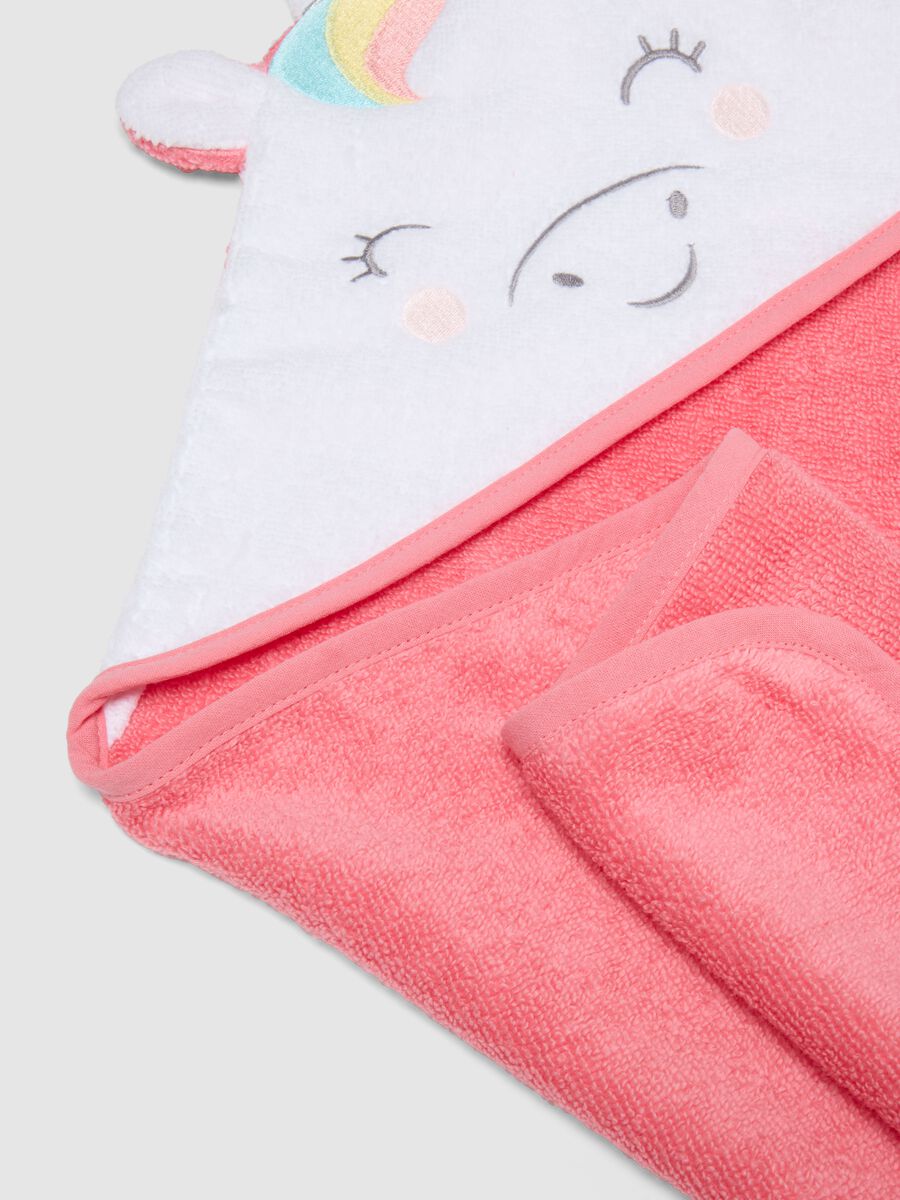 Multicoloured pure cotton unicorn-shaped baby bathrobe_2
