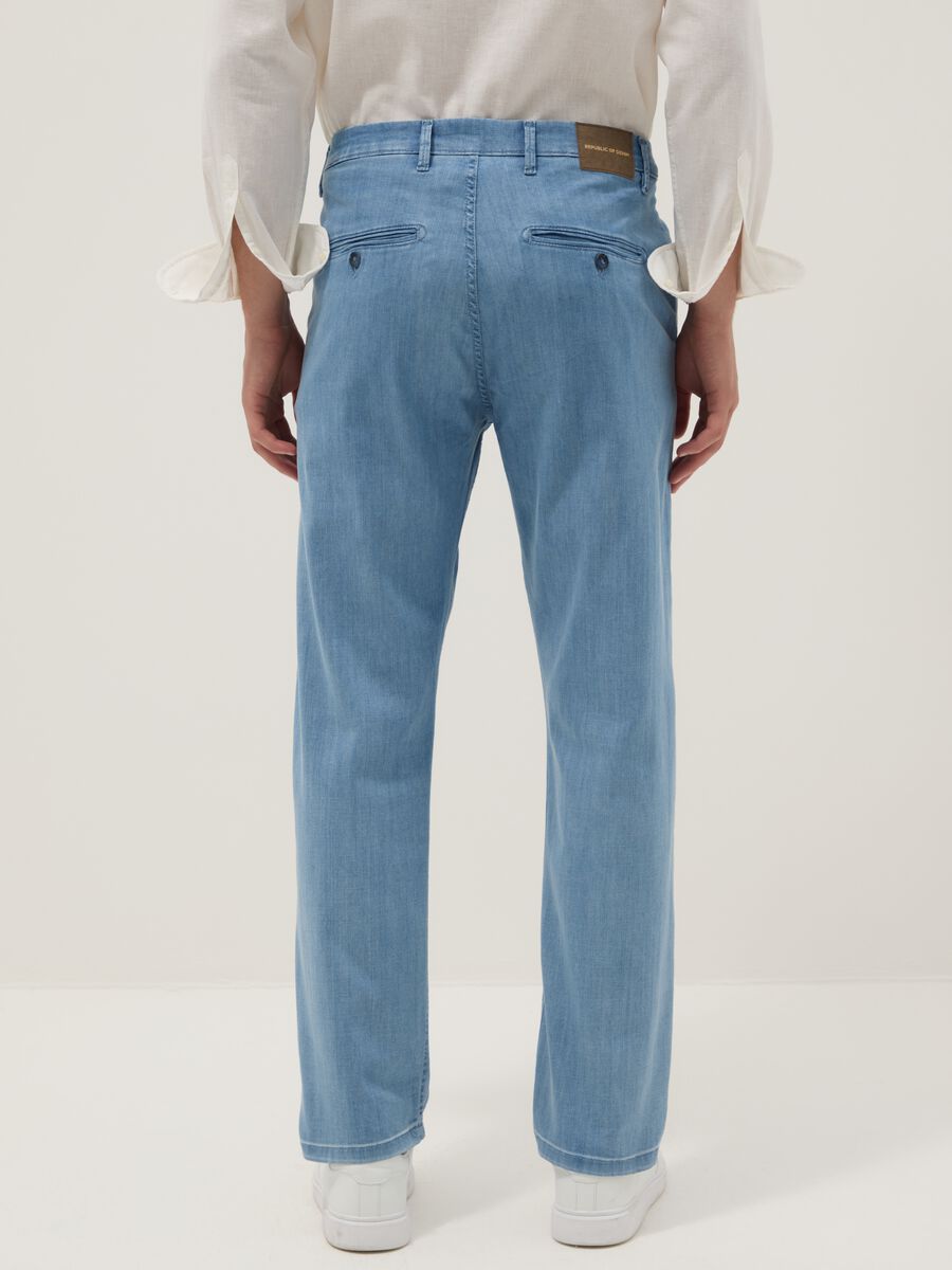 Light Blue Stretch Denim Jeans, Regular Fit_2