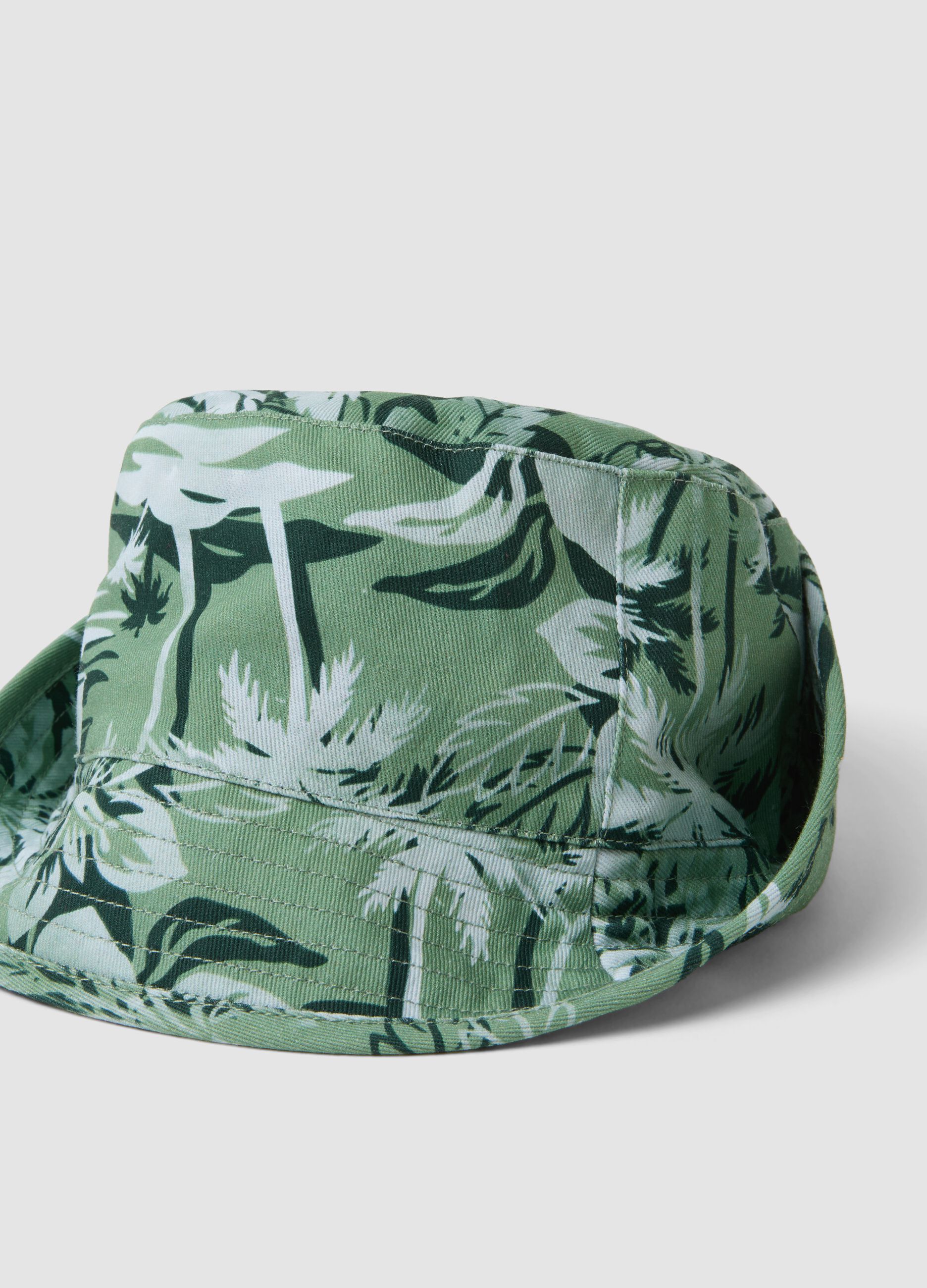 Green bucket hat in pure cotton jersey