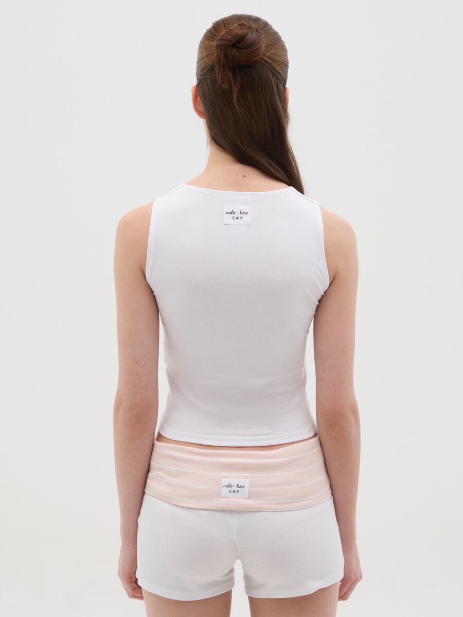 White fitted women's tank top in stretch cotton_3