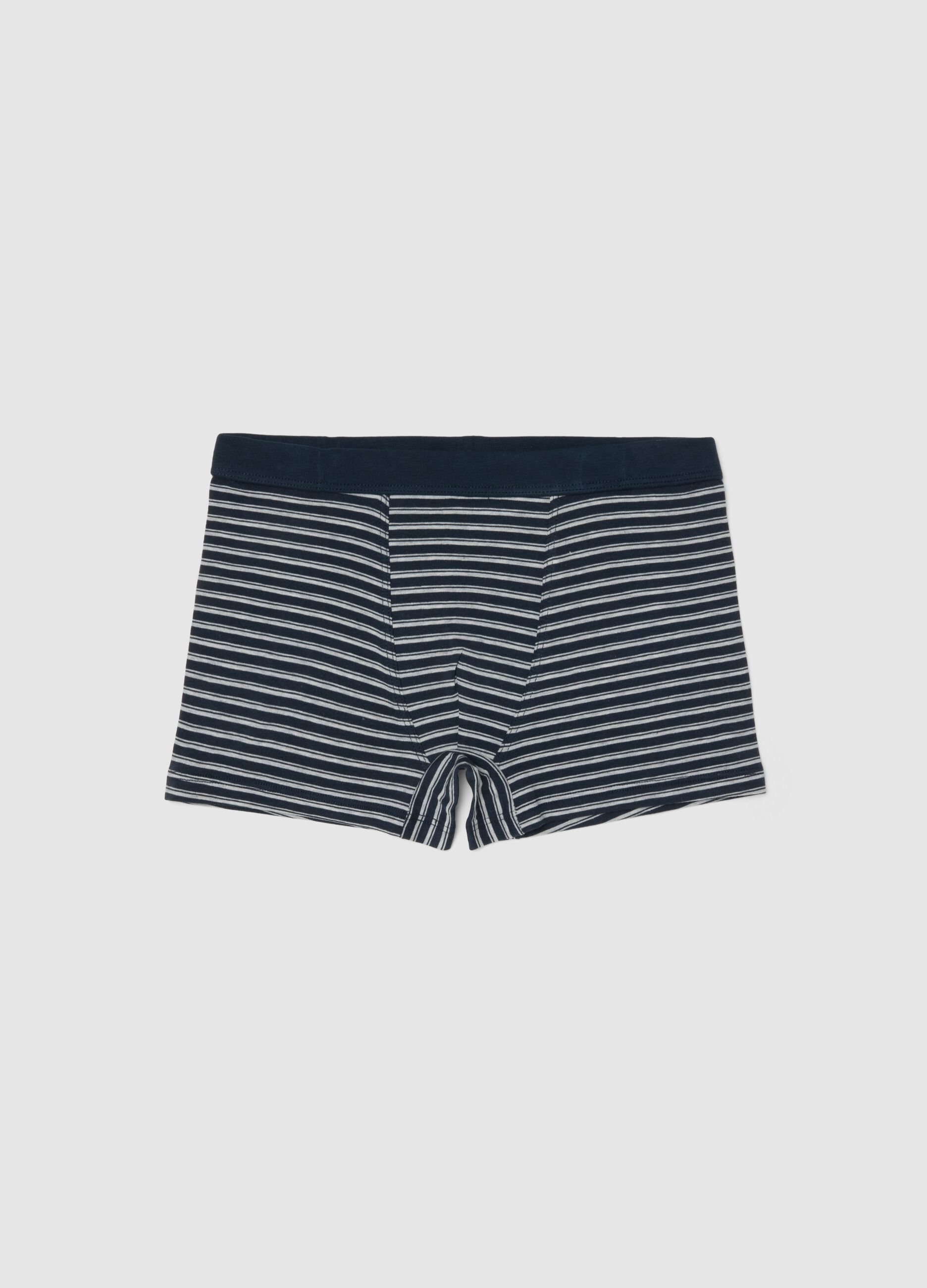 Regular fit multicoloured striped stretch cotton boys' boxers