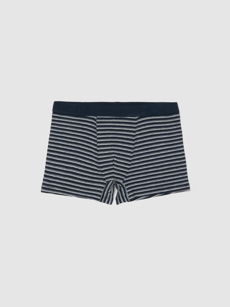 Regular fit multicoloured striped stretch cotton boys' boxers_0