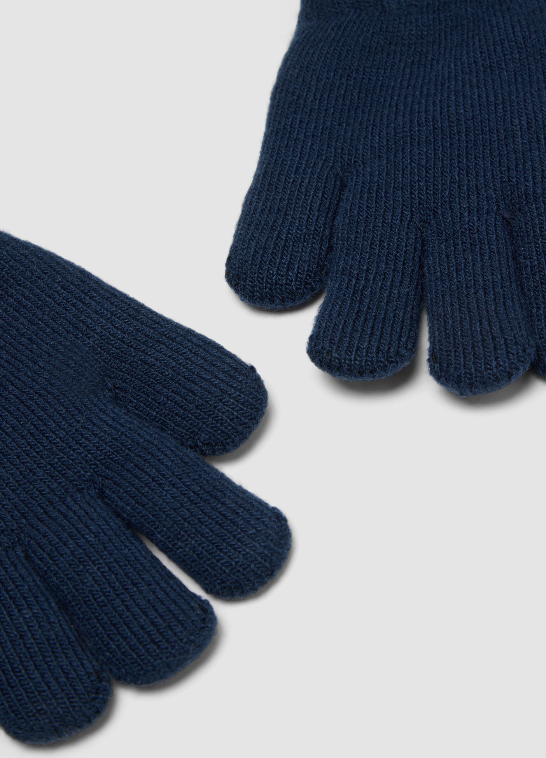 Blue stretchy fabric gloves