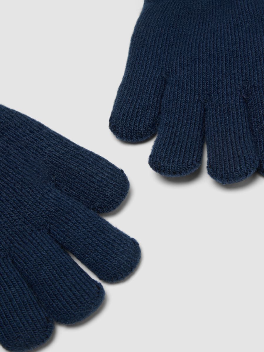 Blue stretchy fabric gloves_1