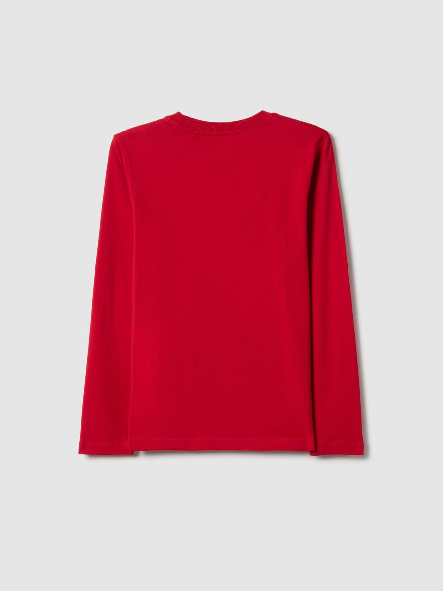 T-shirt in puro cotone rossa regular fit per ragazzi_4