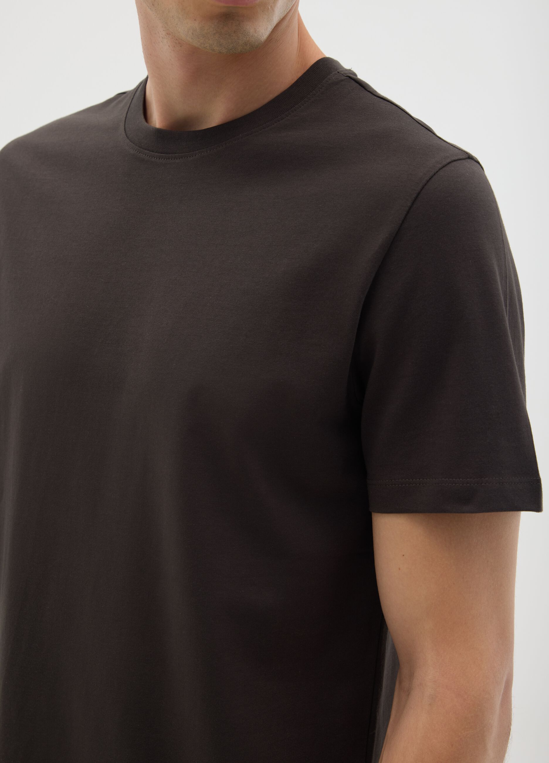 brown pure cotton t-shirt regular fit