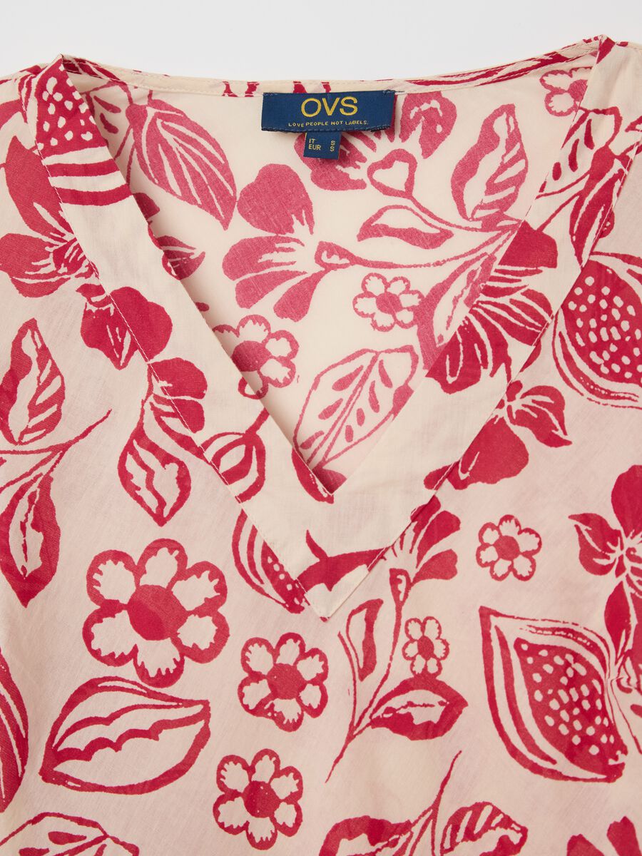 Women’s short dress in 100% multicoloured cotton with floral print_5
