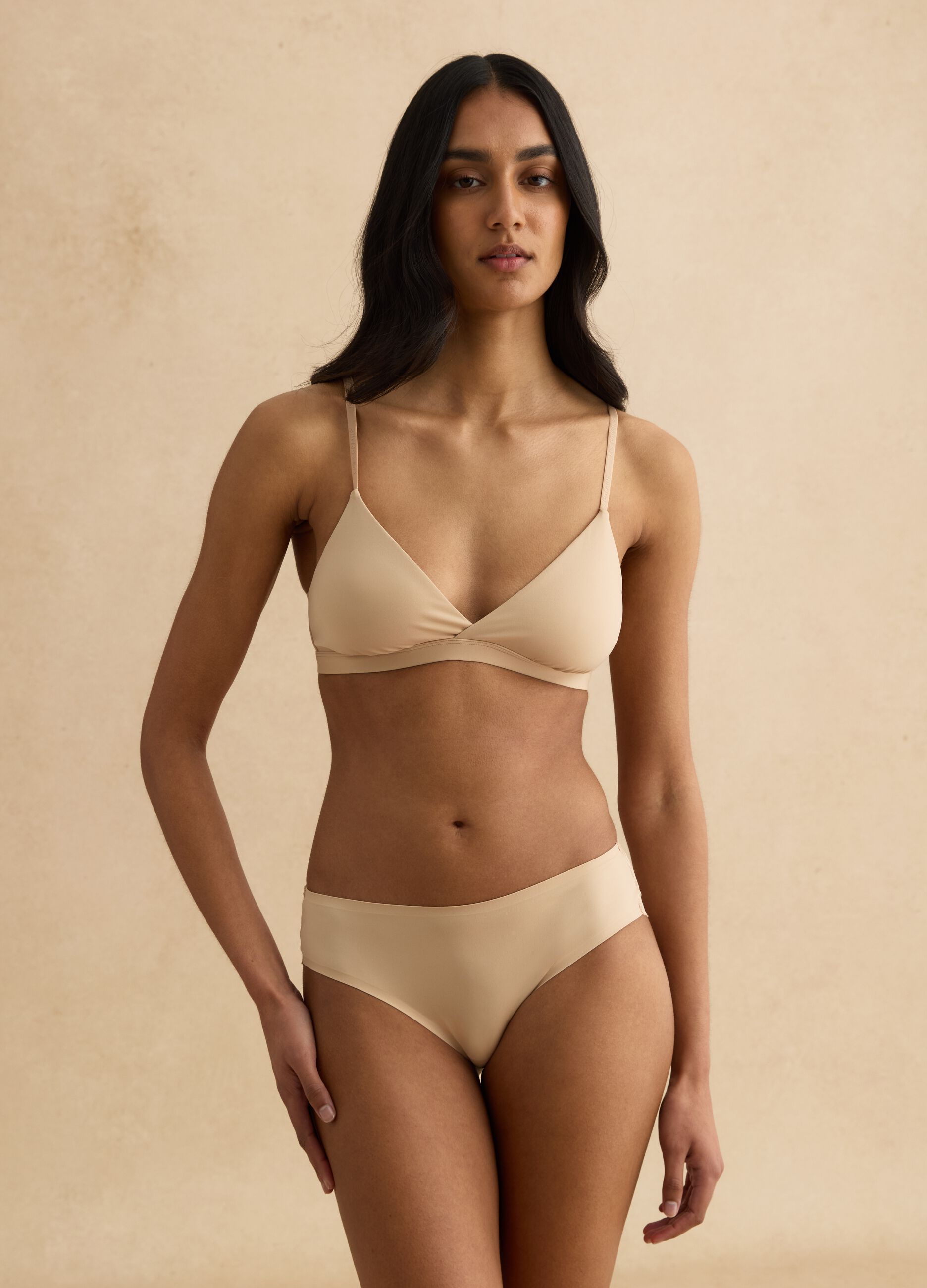 Beige Microfibre Triangle Bra