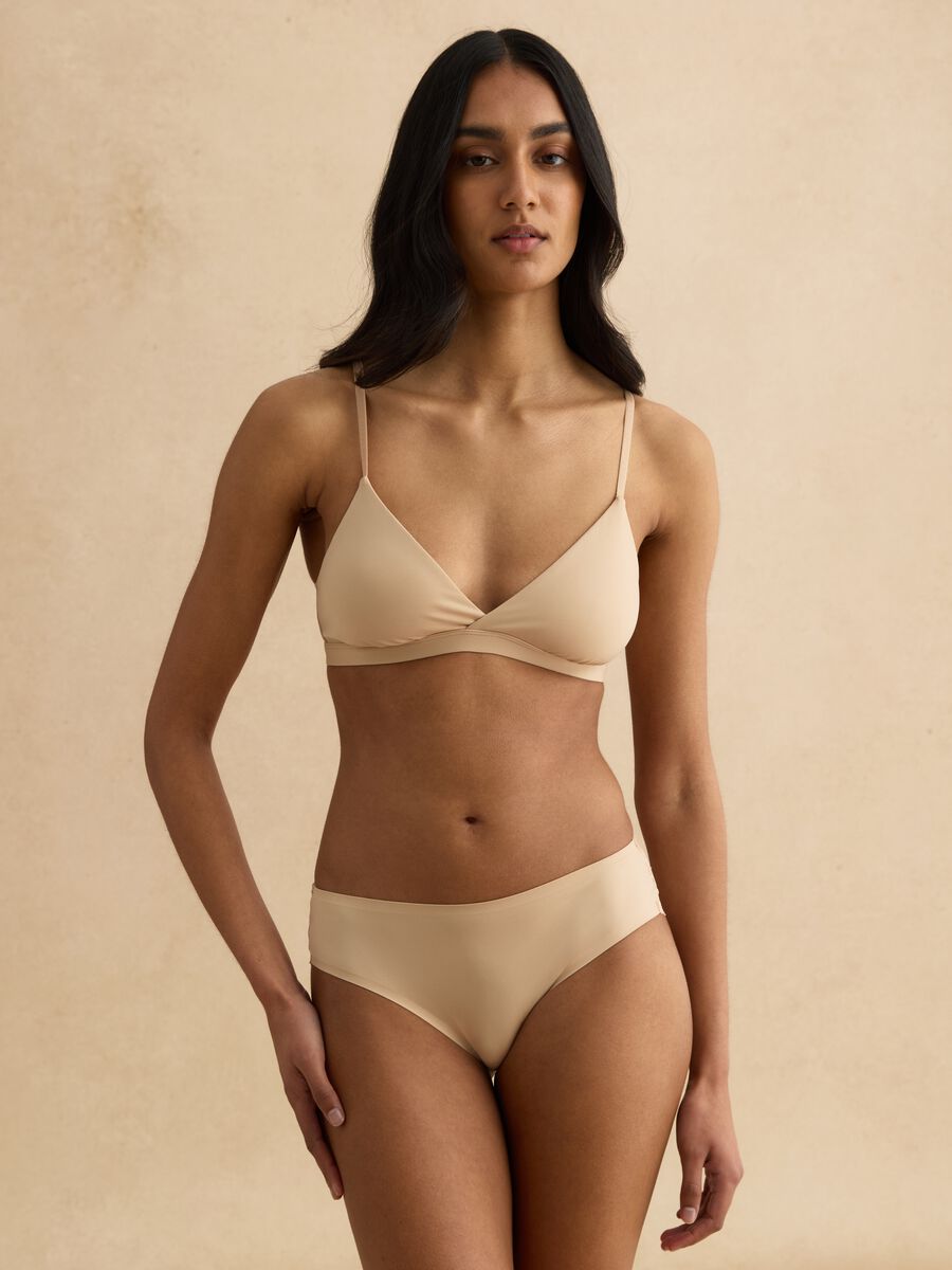 Reggiseno a triangolo beige chiaro in microfibra senza imbottitura_1