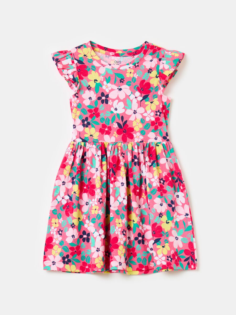 Short floral dress with flounce_0