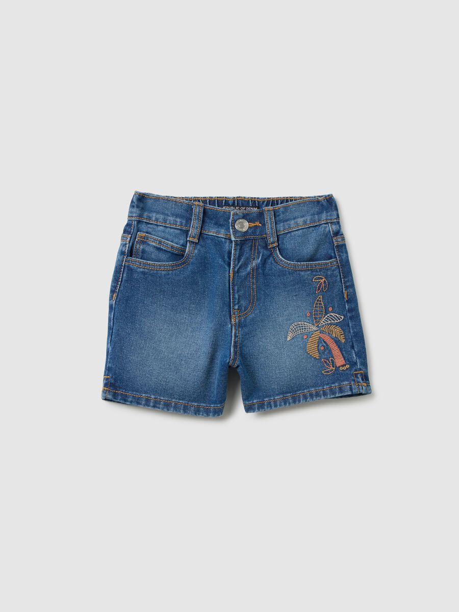 Shorts da bambina in puro cotone denim regular fit_0