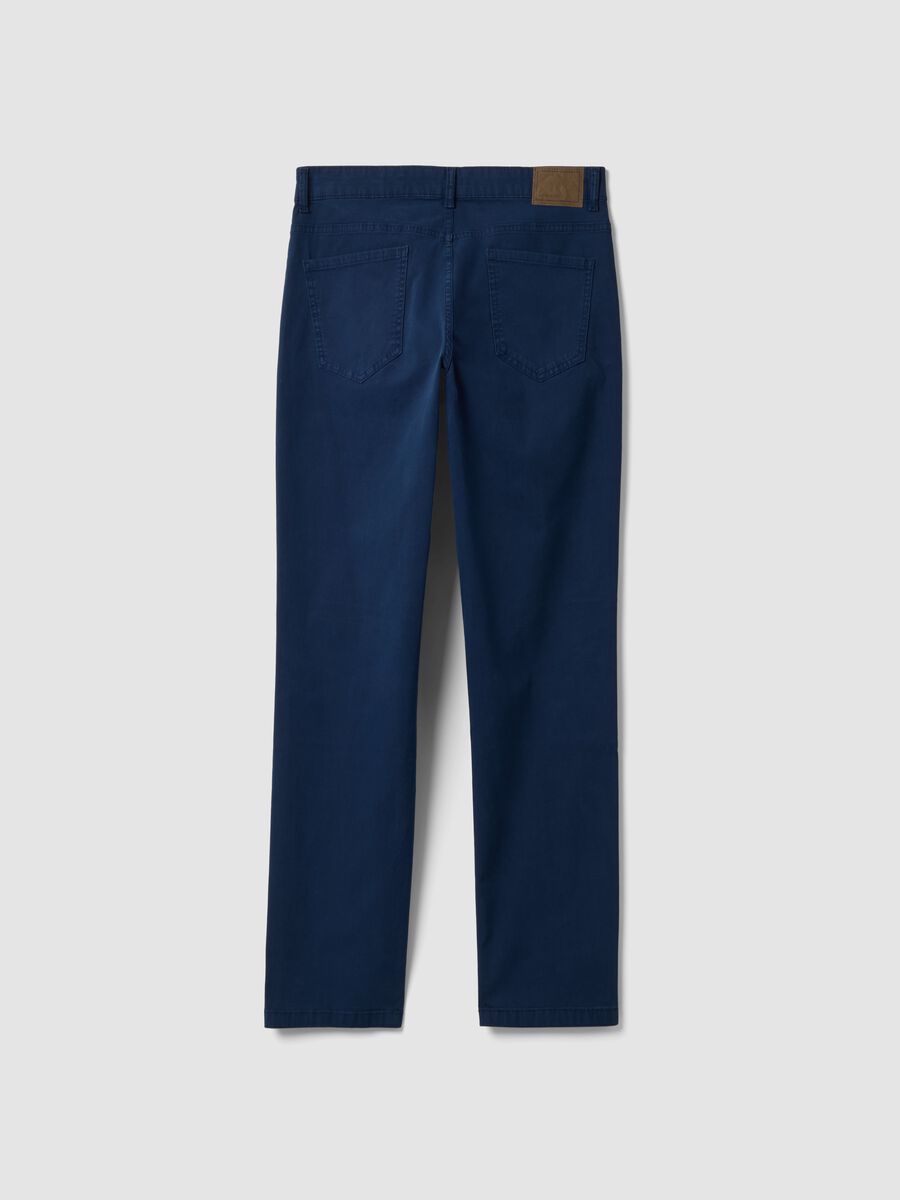 Blue regular-fit stretch cotton twill trousers_6