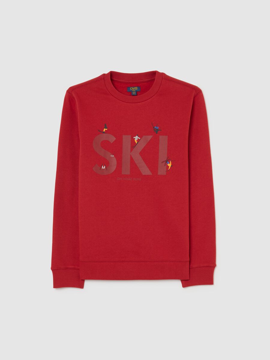 Boys' red sweatshirt in pure cotton regular fit with print_3