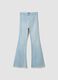 Blue flared jeggings in stretchy cotton and viscose for girls_3
