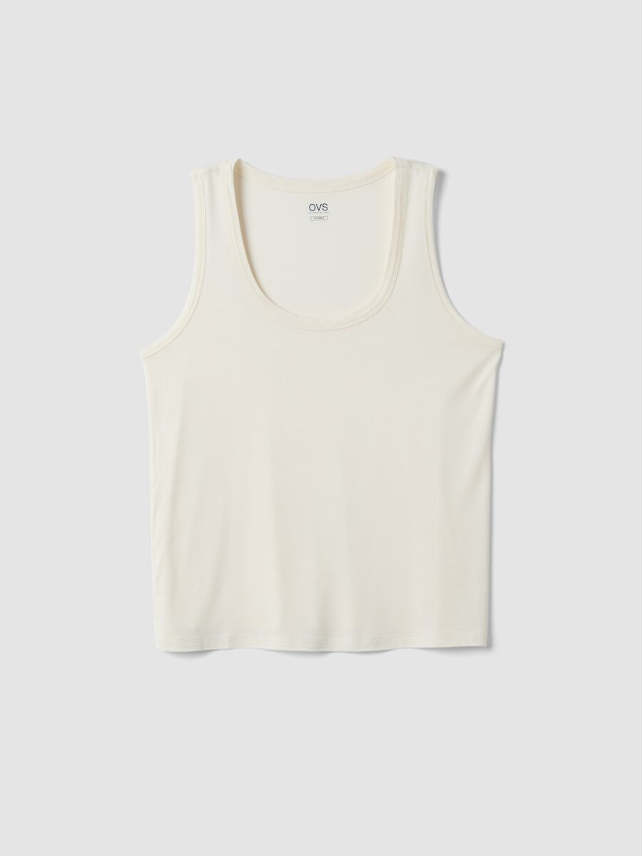 Tank top bianco in viscosa elasticizzato regular fit_4