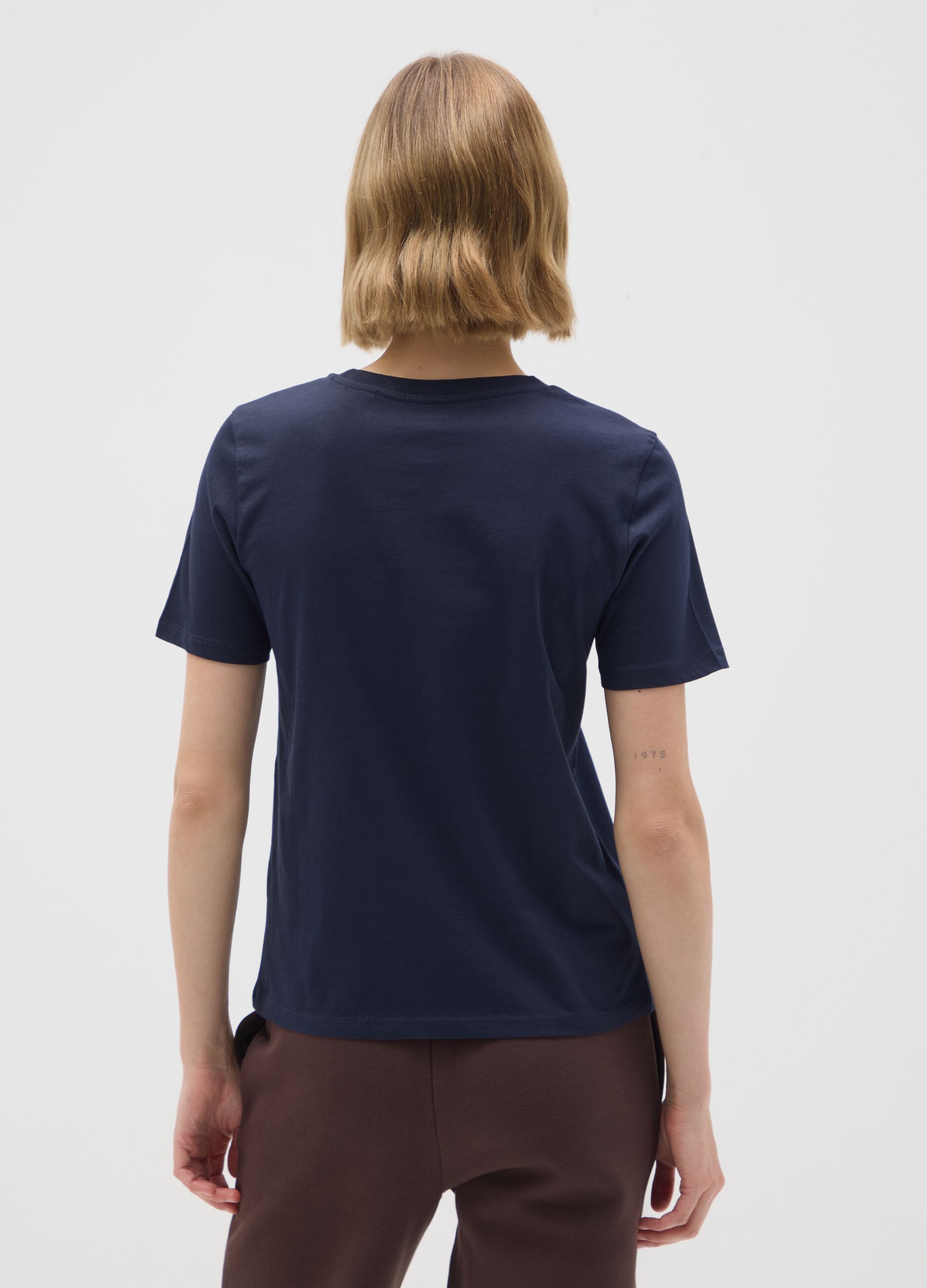 Blue Pure Cotton T-Shirt Regular Fit