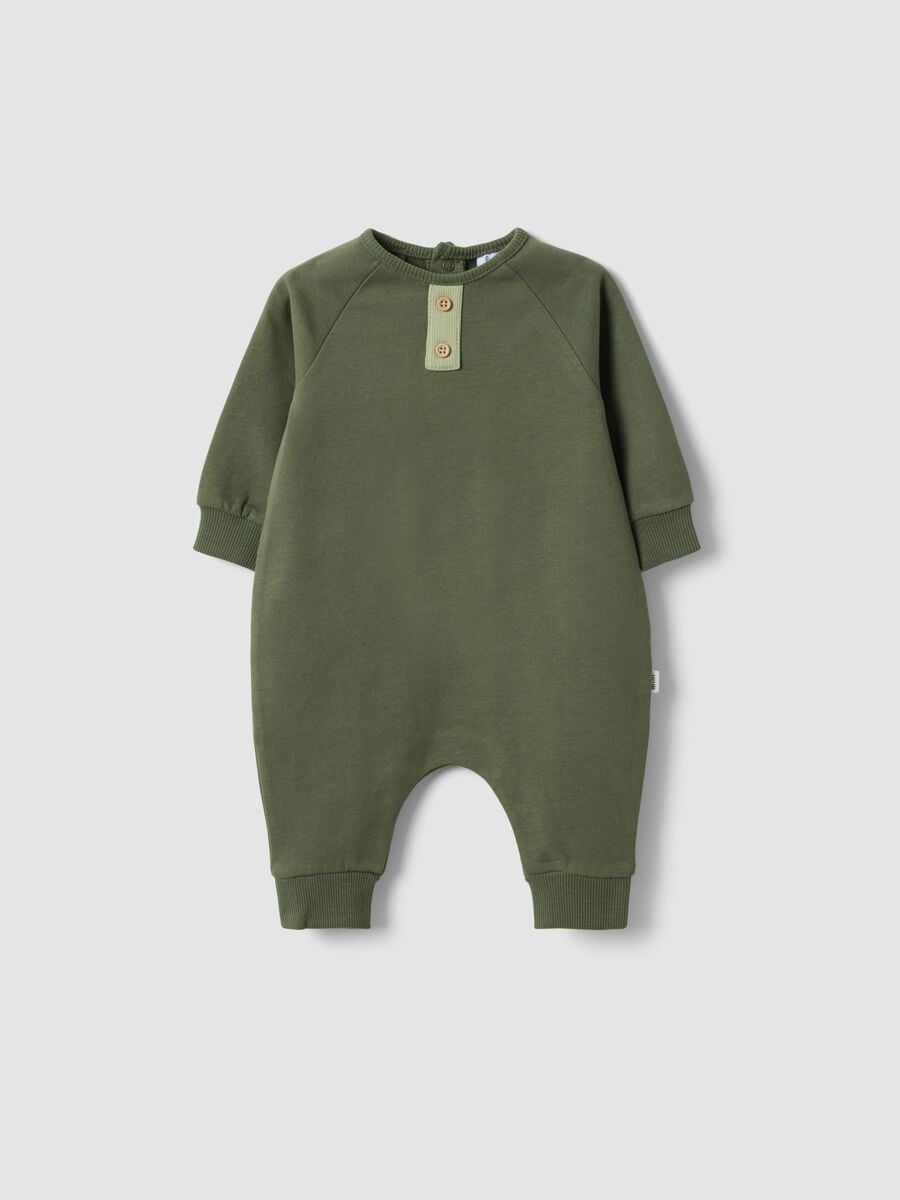 Tutina verde in puro cotone organico a maniche lunghe per neonato_0
