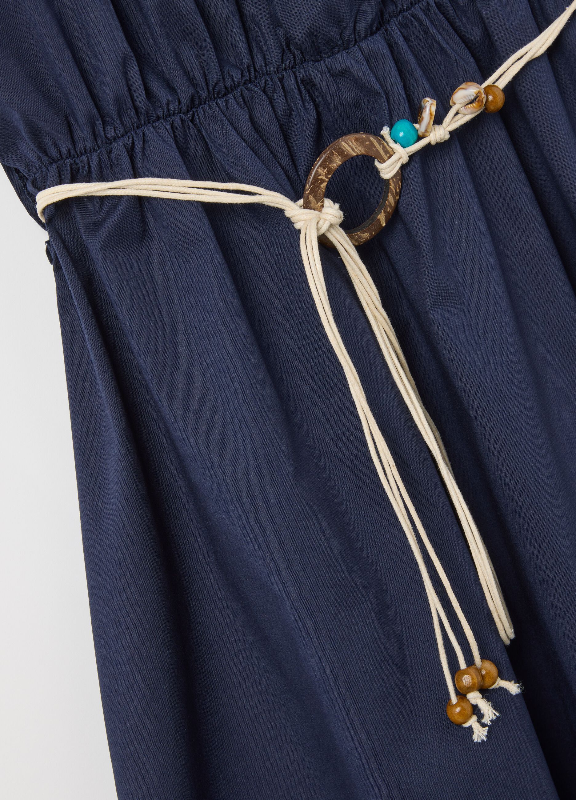 Abito midi da donna in cotone elasticizzato blu regular fit