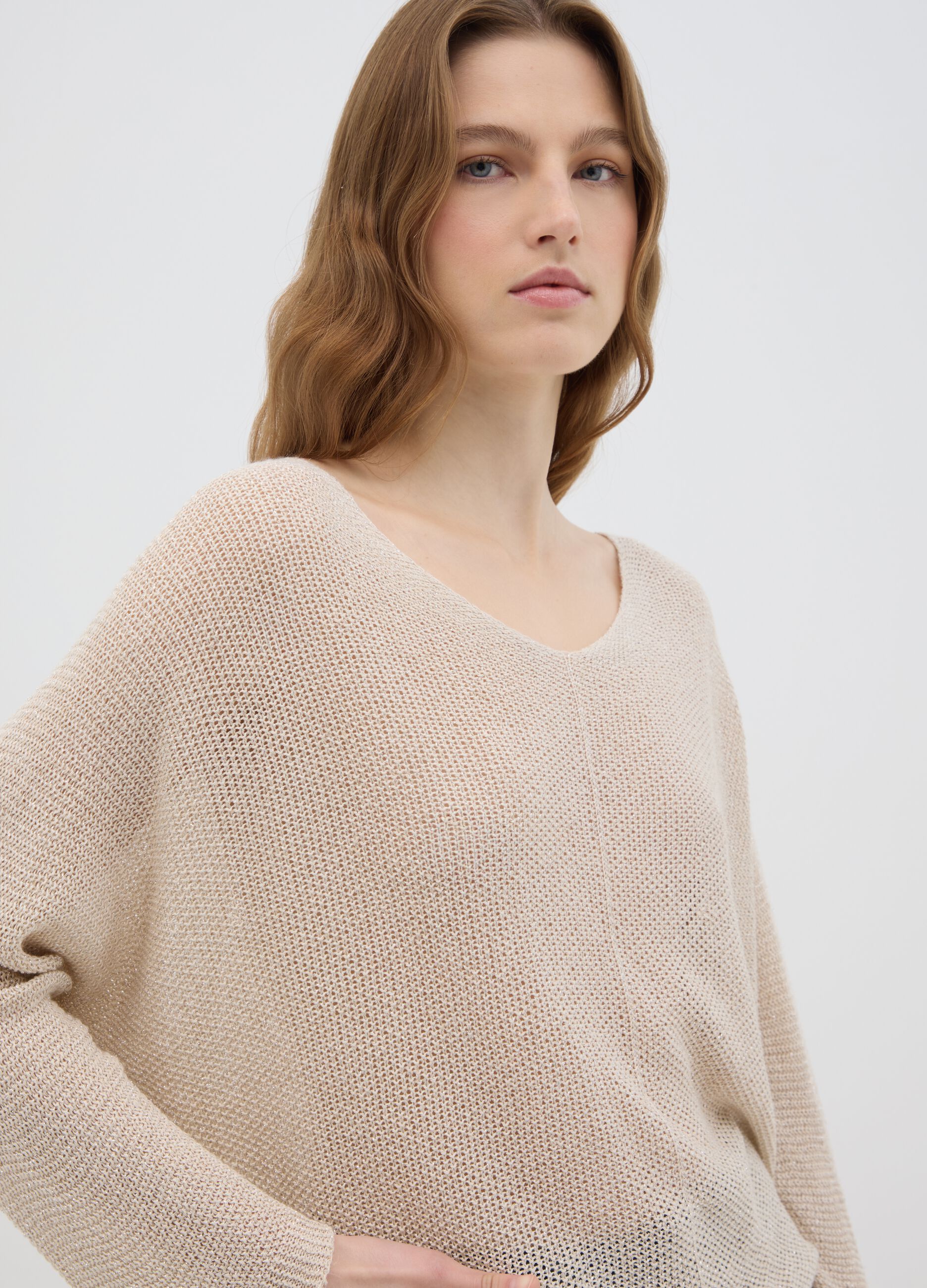 Women's Beige Regular Fit Jumper