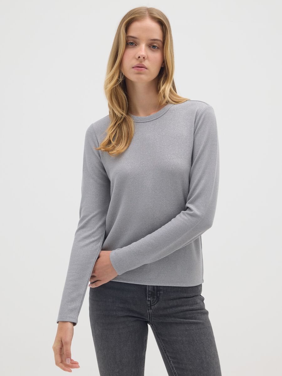 Maglia grigia a maniche lunghe elasticizzata_0