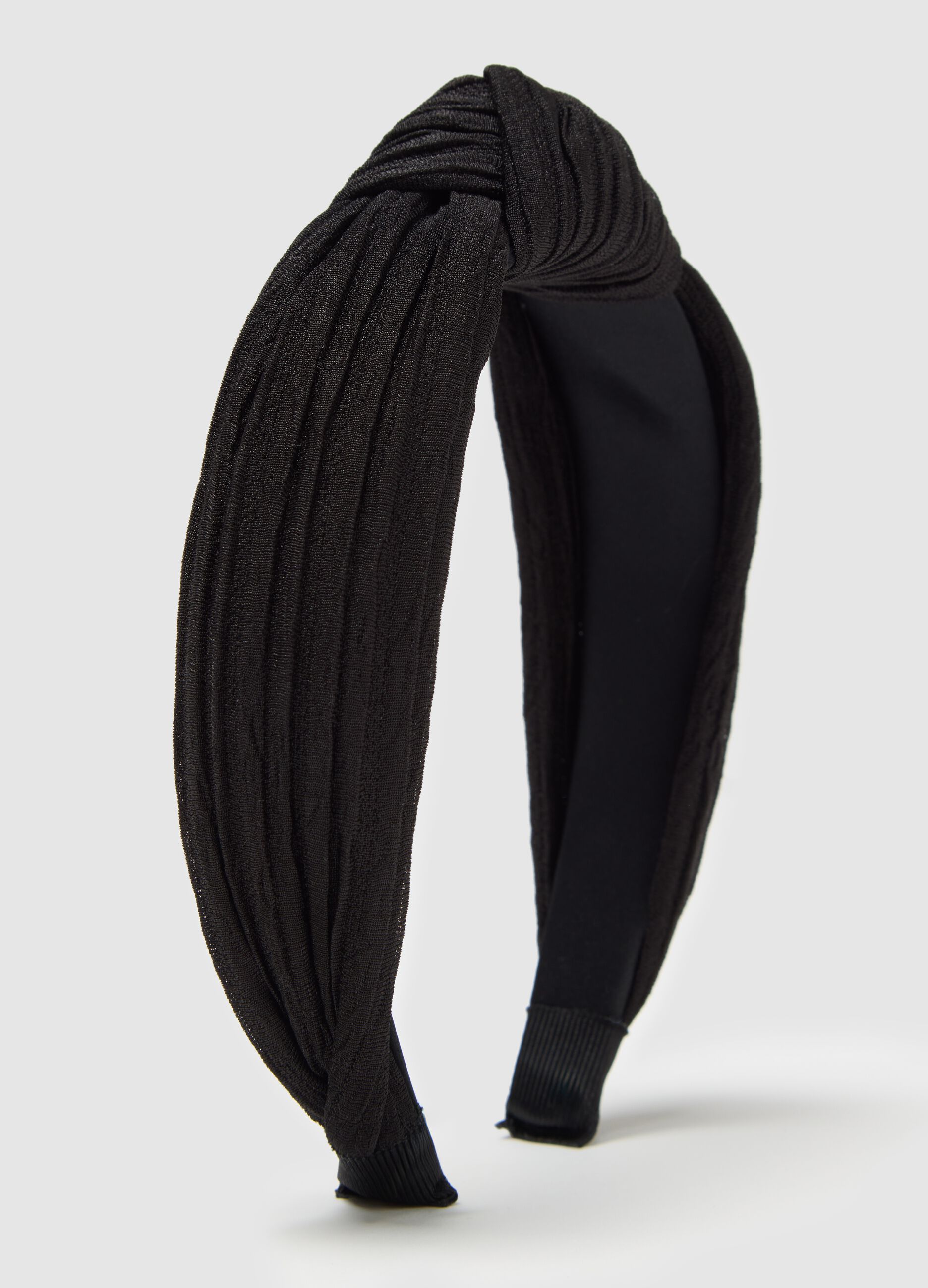 Cerchietto da donna in nero con texture arricciata