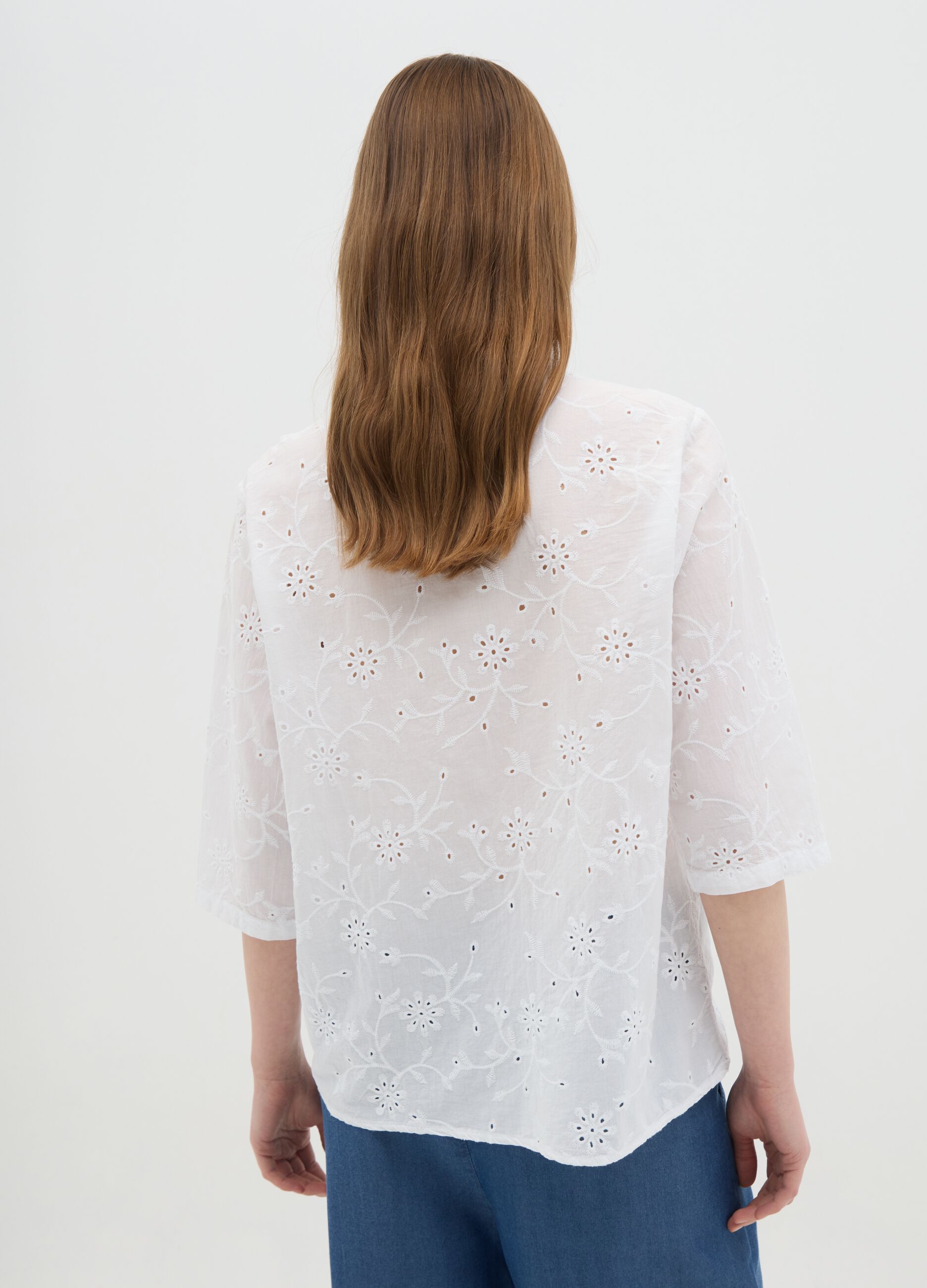 Women's White Pure Cotton Regular Fit Shirt