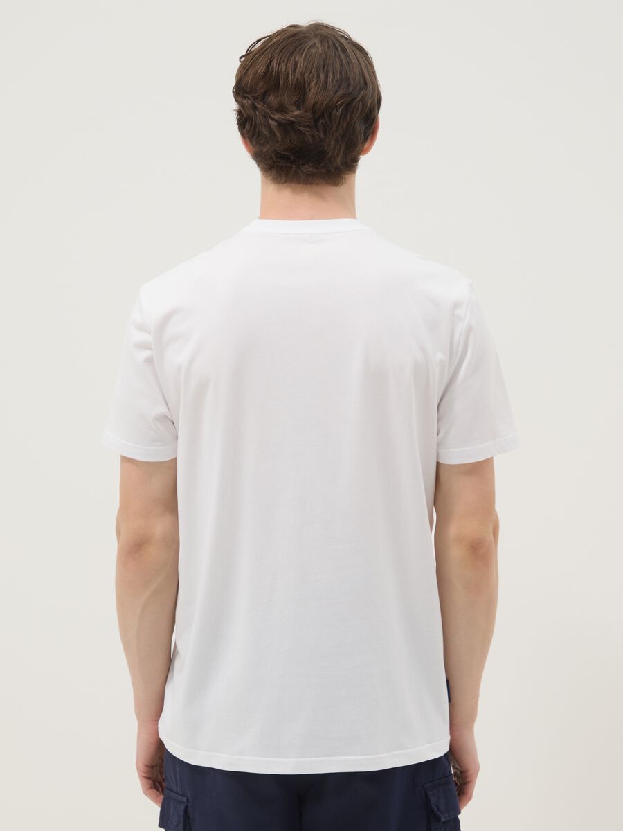 White pure cotton T-shirt with print, regular fit_3