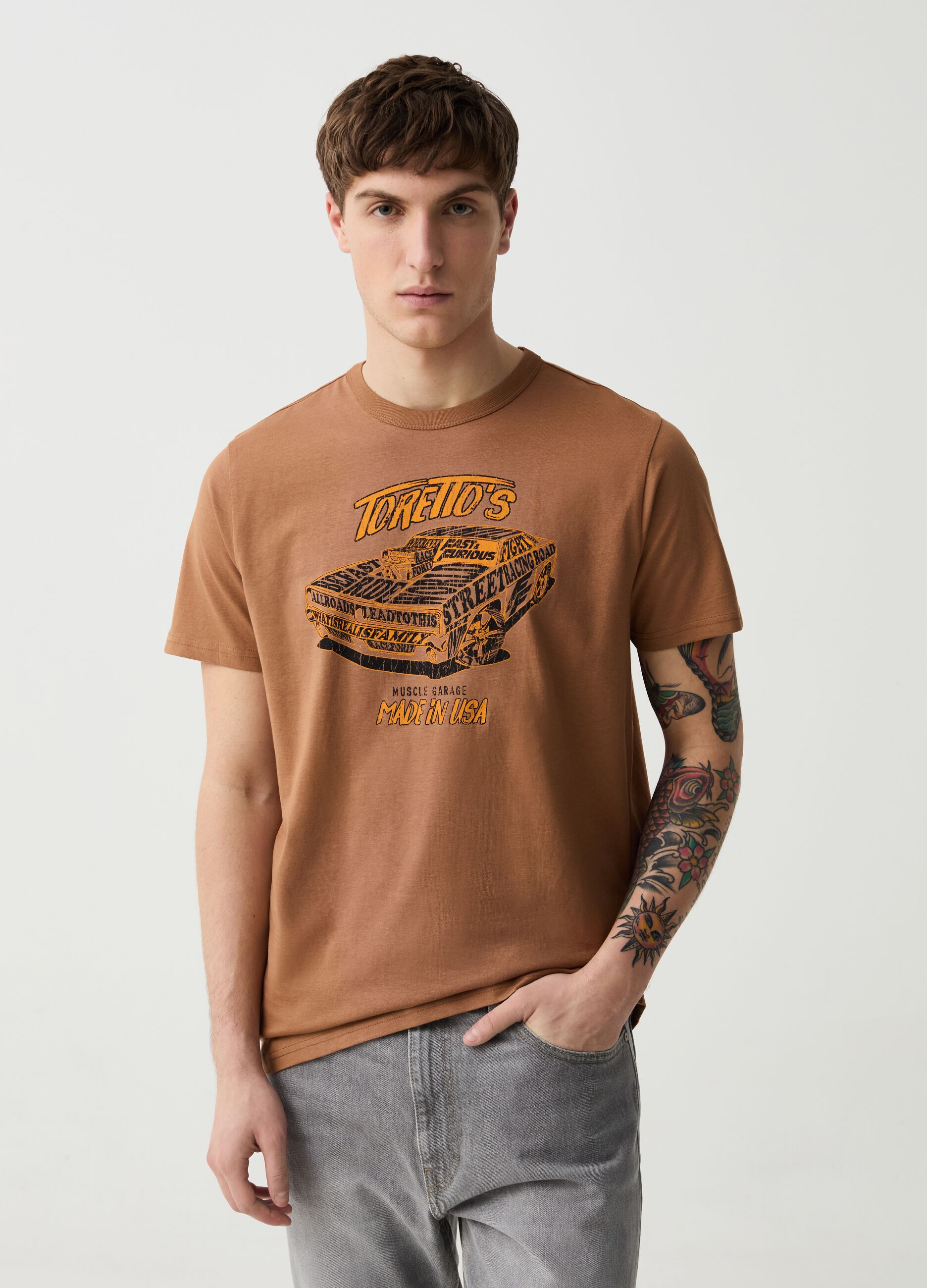 T-shirt girocollo con stampa Fast and Furious