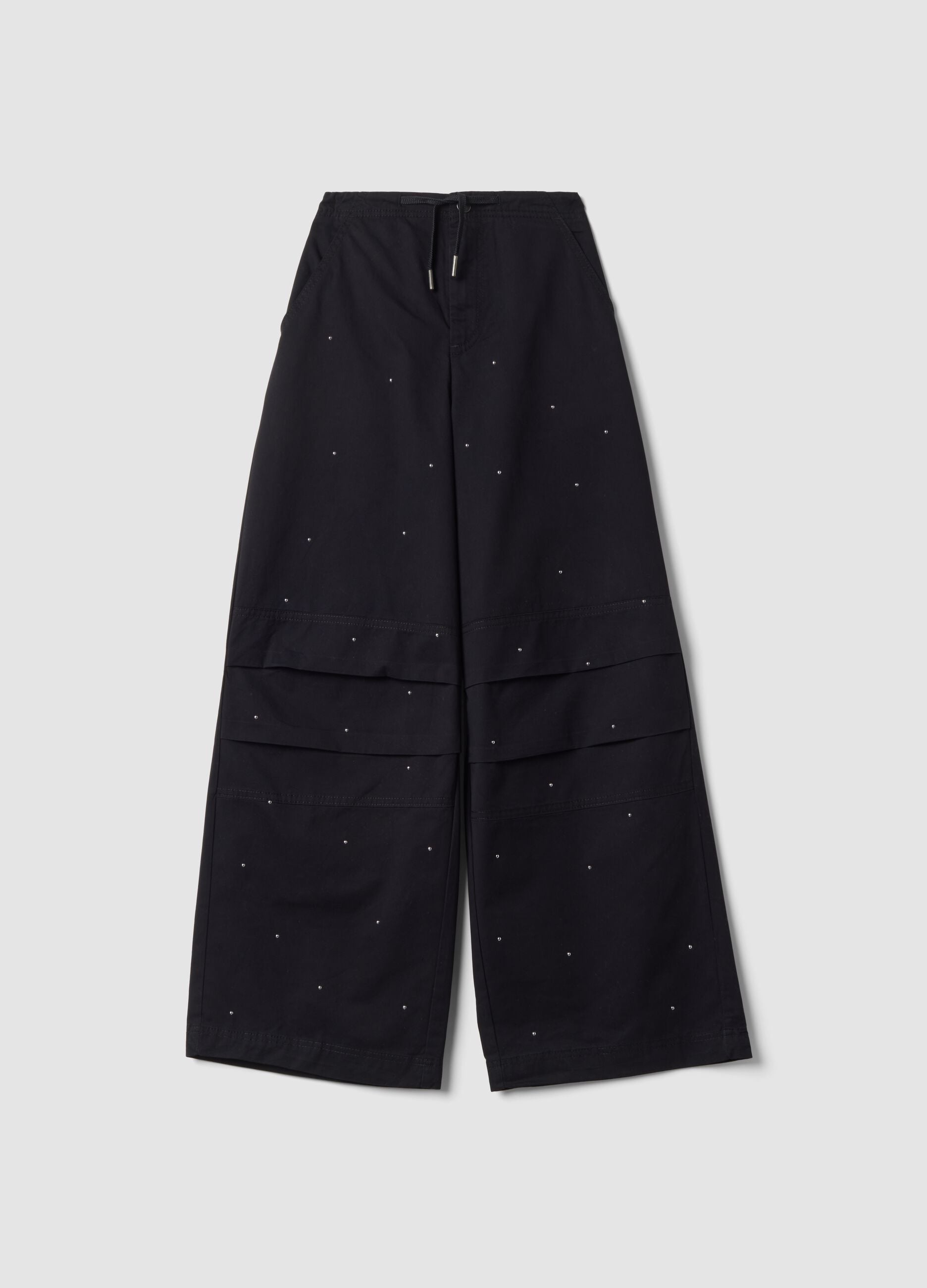 Blue parachute-fit trousers in pure cotton
