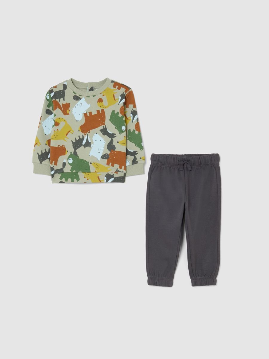 Set felpa pantalone multicolor da bimbo in puro cotone regular fit_0