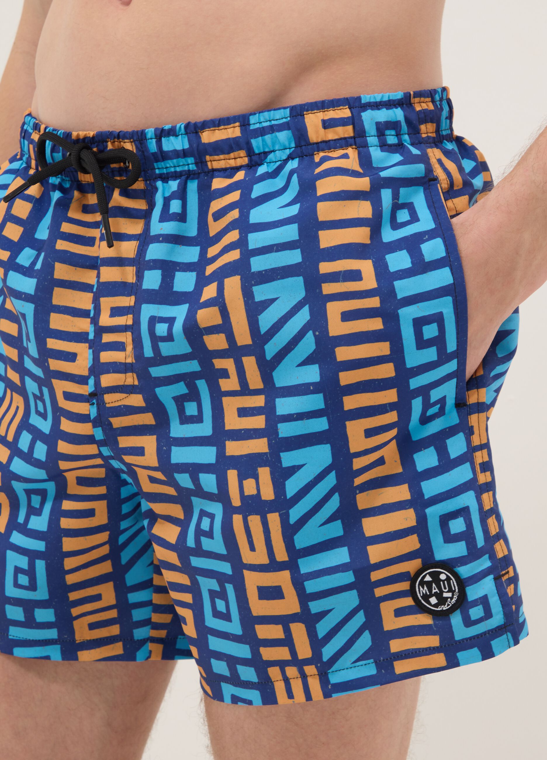 Multicolour geometric print swim shorts