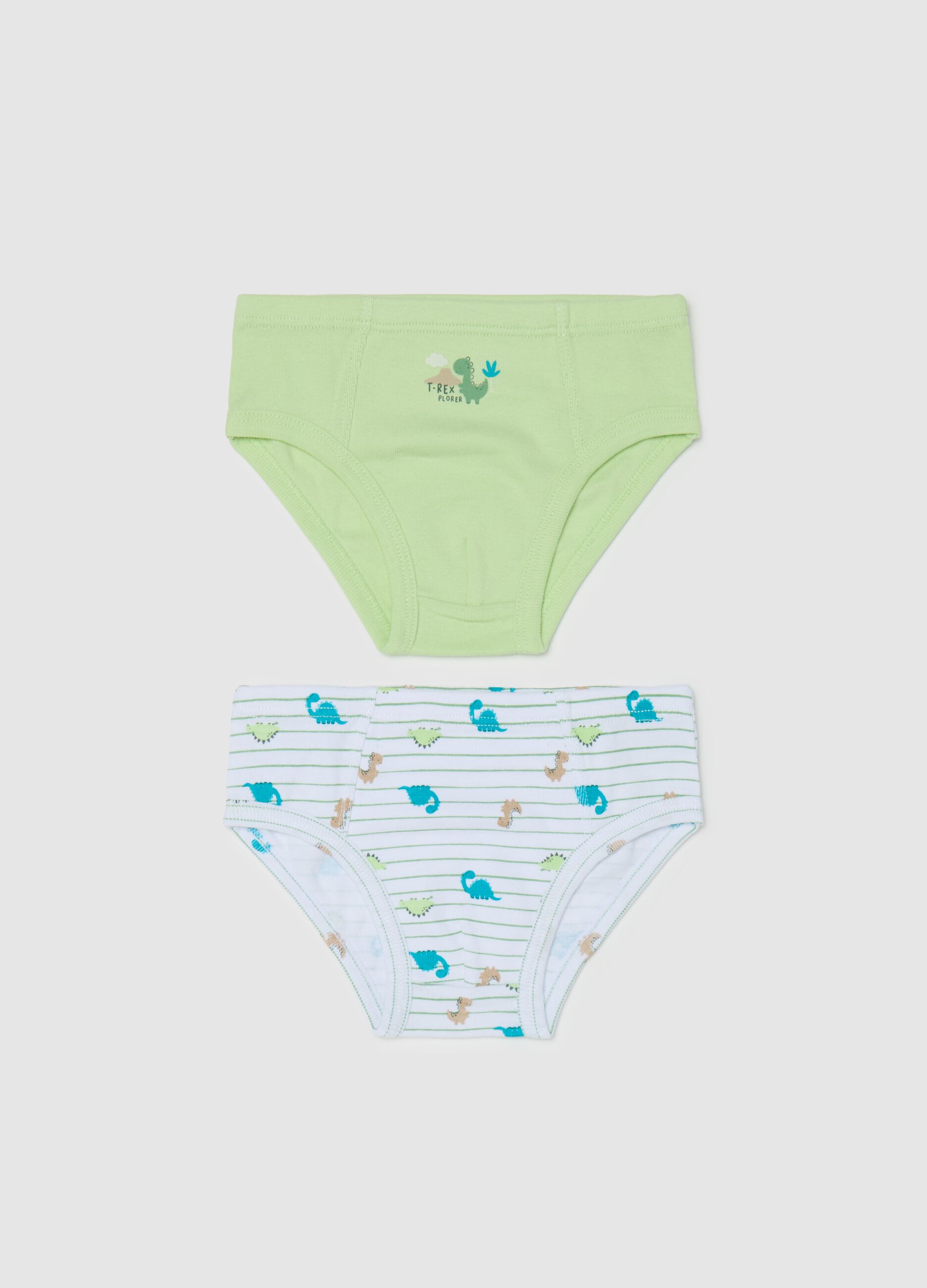 Bipack slip in cotone con stampa dinosauri